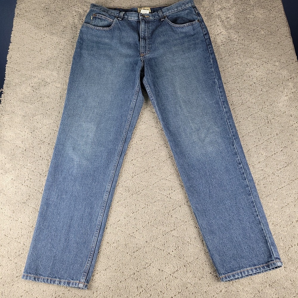 LL Bean Jeans 37x32 Blue Double L Classic Fit Straight Leg Medium Wash Denim